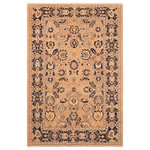 Bareens Designer Rugs - Shabby Chic Ziegler Laurene Rose Blue Hand-Knotted Wool Rug - 6'0'' x 9'0'' - Enhance the ambiance of your home with this magnificent Persian-influenced Turkish hand-knotted rug made by skilled artisans capable of creating the most exceptional vegetable dyes and hand-spun wool. This exquisite handmade rug is a one-of-a-kind Peshawar Kafkaz, otherwise identified as Chobi, Chobi Peshawar, Oushak, or Ziegler rug. These handmade rugs are crafted in Pakistan utilizing superior-quality wool imported from Australia, New Zealand, and Korea in two types of weaves: the Persian weave and the Mori weave. This rug is meticulously crafted by hand using the finest natural vegetable dyes extracted from local plants. The artisans use a blend of hand-spun local and fine merino wool, resulting in a rug with a compelling texture, higher lanolin content, and longer staple. The artisans occasionally incorporate natural or artificial silk into the pile to enhance specific motifs. The finished product is an awe-inspiring execution of flawless design and an understated palette that exudes elegance.