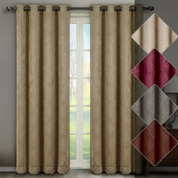 Royal Tradition - Bella Blackout 2PC Embossed Grommet Panels - Curtains