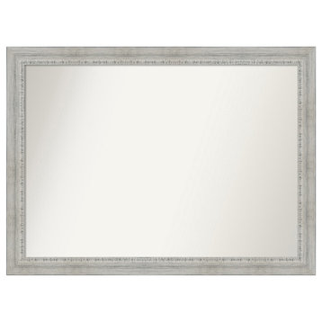 Rustic White Wash Non-Beveled Wood Bathroom Mirror 42.5x31.5"
