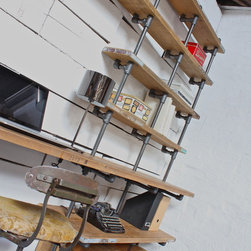 Caroline Industrial Desk and Shelves with Storage Boxes on Wheels - Display & Wall Shelves