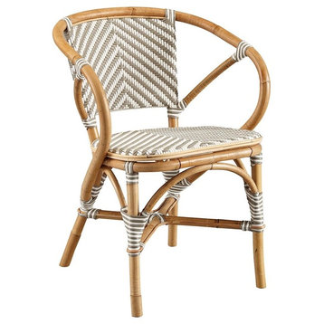 Monaco Modern Bamboo & Wicker Bistro Side Dining Chair, Gray