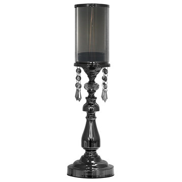Pearlized Black Crystal Candle Stand, Medium