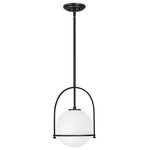 HInkley - Hinkley Somerset Pendant Light, Black, Medium - Chic and elegant, the Somerset collection exudes a quiet and precise sophistication. Subtly fusing modernity with vintage appeal, its etched opal glass deftly floats inside a streamlined metal yoke and ring while understated turned metal knobs add an authentic edge.