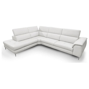 Livie Italian Contemporary Gray Leather Left Facing Sectional Sofa