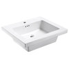 Eclipse  25"x22" Ceramic Vanity Top, White With Single-Hole Drilling