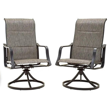 Set of 2 Modern Patio Rocking Chair, Metal Frame & Breathable Sling Seat, Gray