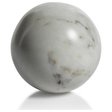 Monza 4" White Marble Fill Decorative Balls, Set of 4