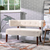 Jared Roll Arm Tufted Bench Settee, Sky Neutral Beige Polyester