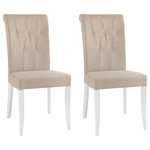Bentley Designs - Hampstead 2-Tone Painted Furniture Roll Back Fabric Chairs, Set of 2 - Hampstead Two Tone Painted Roll Back Fabric Chair Pair offers elegance and practicality for any home. Soft-grey paint finish contrasts beautifully with warm American Oak veneer tops, guaranteed to make a beautiful addition to any home.