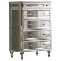 Emory Antique Cream With Mirrored 5-Drawer Chest