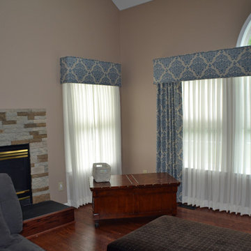 Cornices and Sheers in Family Room