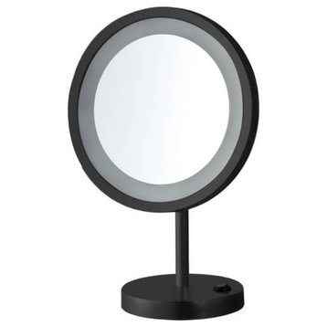 Matte Black Free Standing 10x LED Makeup Mirror