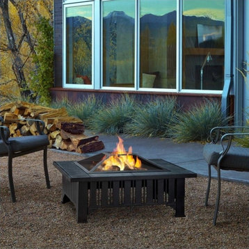 Real Flame Lafayette Wood Burning Fire Pit in Black
