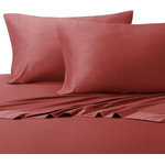 Royal Tradition - Bamboo Cotton Blend Silky Hybrid Sheet Set, Coral, Queen - Experience one of the most luxurious night's sleep with this bamboo-cotton blended sheet set. This excellent 300 thread count sheets are made of 60-Percent bamboo and 40-percent cotton. The combination of bamboo and cotton in the making of the sheets allows for a durable, breathable, and divinely soft feel to the touch sheets. The sateen weave gives these bamboo-cotton blend sheets a silky shine and softness. Possessing ideal temperature regulating properties which makes them the best choice for feel cool in summer and warm in winter. The colors are contemporary, with a new and updated selection of neutral tones. Sizing is generous and our fitted sheets will suit today's thicker mattresses.