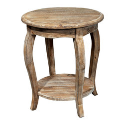Alaterre Furniture - Rustic Reclaimed Round End Table, Driftwood - Side Tables And End Tables