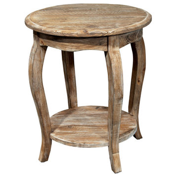 Rustic Reclaimed Round End Table, Driftwood
