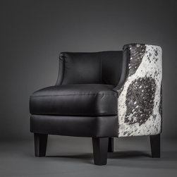 Cowhide armchair with silver, black and white cowhide - Armchairs And Accent Chairs