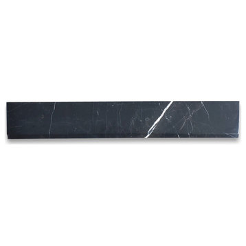 Nero Marquina Black Marble 6x36 Threshold Saddle Single Beveled Tile, 1 piece