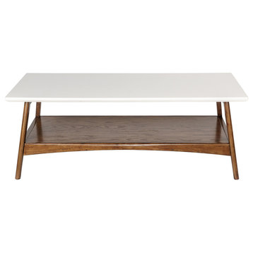 Madison Park Parker Mid-Century Modern Natural Wood Coffee Table, Pecan