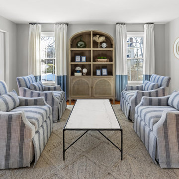 Blue Living Room with 2 Gathering Areas
