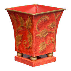 Gold Filigree Red Square Cachepots - Indoor Pots And Planters