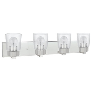 62245 4-Light Metal Bathroom Vanity Wall Light Fixture 32"Wide Brushed Nickel