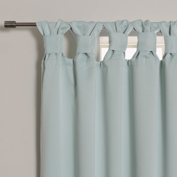 BANDTAB -Thermal Insulated Blackout Knotted Tab Curtain Set, Mint, 52" W X 84" L