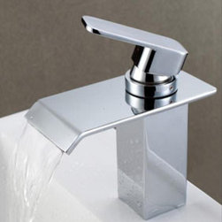 Contemporary Waterfall Bathroom Sink Faucet Chrome Finish T6006 - Bathroom Sink Faucets
