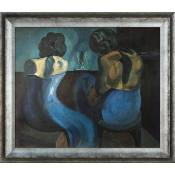 La Pastiche Prostitutes at Bar with Athenian Distressed Silver Frame, 25" x 29"
