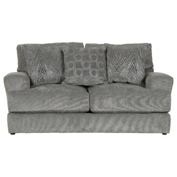 Catnapper Jefferson Loveseat with Cuddler Cushions in Gray Polyester Fabric