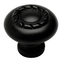 Cosmas - Cosmas 4113FB Flat Black Rope Cabinet Knob, 1-3/16" Diameter, Set of 25 - Cabinet And Drawer Knobs