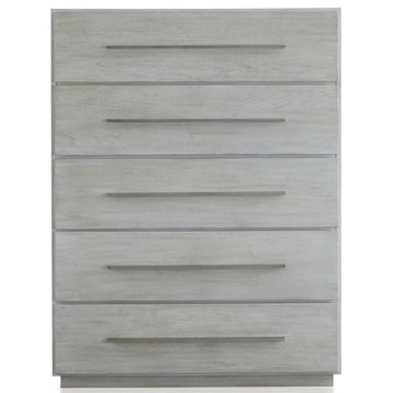 Bowery Hill Modern Solid Wood 5 Drawer Chest in Cotton Gray Finish