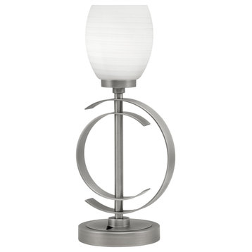 1-Light Table Lamp, Graphite Finish, 5" White Linen Glass