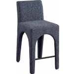 Meridian Furniture - Gramercy Linen Textured Fabric Stool, Blue - Give your kitchen counter or home bar a makeover with these blue Gramercy linen textured fabric bar/counter stools. Rich blue linen textured fabric upholstery feels comfortable to the touch, helping ensure that these stools quickly become everyone's favorite seat. The arched iron inner frame complements the pair's art deco look, while the low-back design ensures an inviting seating experience. With a convenient footrail for resting your feet, these stools offer both style and practicality.