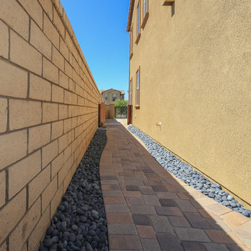 Paver Walkway with River Rock Border