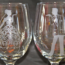 Etched glass - Cocktail Glasses