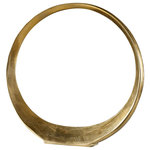 Uttermost - Uttermost Jimena Gold Large Ring Sculpture - Aluminum Accessory Showcases A Contemporary Look With Streamlined Curves Finished In A Clean Gold. Uttermost's Sculptures Combine Premium Quality Materials With Unique High-style Design. With The Advanced Product Engineering And Packaging Reinforcement, Uttermost Maintains Some Of The Lowest Damage Rates In The Industry. Each Product Is Designed, Manufactured And Packaged With Shipping In Mind.