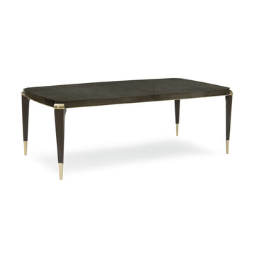 All Trimmed Out, Expandable Charcoal Dining Table With Gold Trim