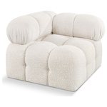 Meridian Furniture - Ames Boucle Fabric Modular Chair, Cream, Corner Chair - Introduce a touch of modern sophistication to your living area with the exquisite Ames Boucle Fabric Corner Chair. With plush cream boucle fabric and unique design, it will elevate the visual appeal of your living space. This elegant and captivating corner chair an be mixed and matched with other pieces from the collection to create an endless array of stunning looks. So, get ready to transform your living area into an inviting and stylish haven with the Ames Boucle Fabric Corner Chair.