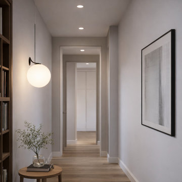Projekt 4.08   Modernes Wohnzimmer mit Küche in einer Stadtwohnung für eine Fami