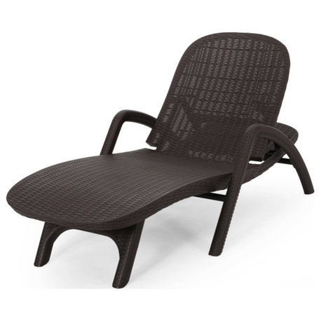 Caspian Outdoor Faux Wicker Chaise Lounge