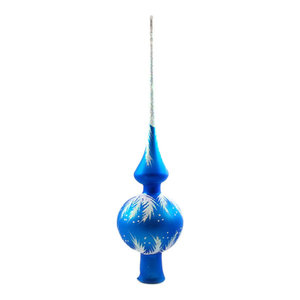 HolidayGiftShops Fireworks Vintage Glass Christmas Mini Tree Topper Blue, Glossy