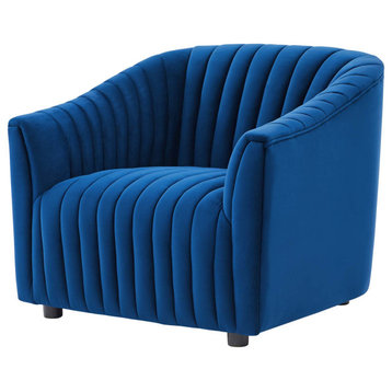 Armchair Accent Tufted Chair, Blue Navy, Velvet, Modern, Mid Century Lounge