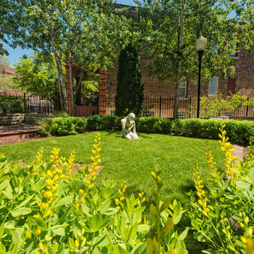 Small Chicago Park Tucked Between Two 'L' trains