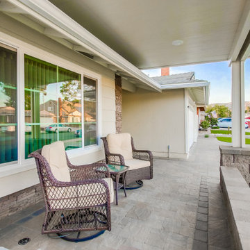 San Diego Front & Backyard Landscaping Remodel with Pavers, Artificial Grass.