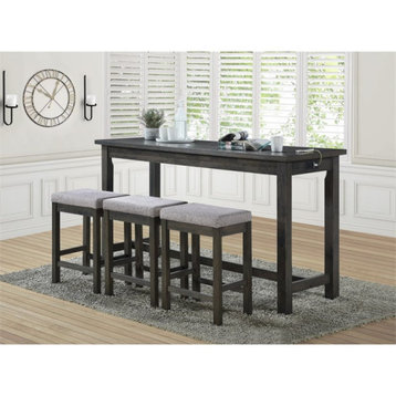 Lexicon Connected 4 Piece Wood Counter Height Dining Set in Brownish Gray
