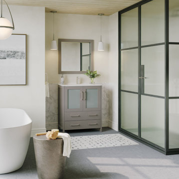 The Pullman Bathroom Vanity, Gray, 30", Single Sink, Freestanding