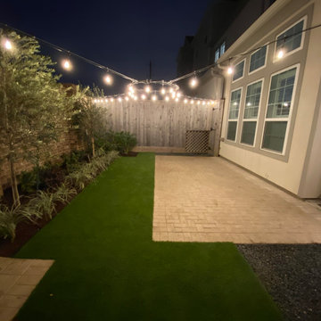 Custom Bistro Lighting makes this setting the place to be with your friends and
