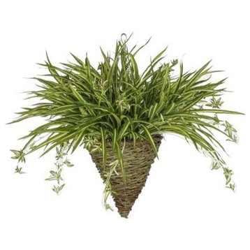 Artificial Spider Plant in Cone Basket