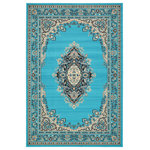 Unique Loom - Unique Loom Turquoise Washington Reza 6'x9' Area Rug - The gorgeous colors and classic medallion motifs of the Reza Collection will make a rug from this collection the centerpiece of any home. The vintage look of this rug recalls ancient Persian designs and the distinction of those storied styles. Give your home a distinguished look with this Reza Collection rug.